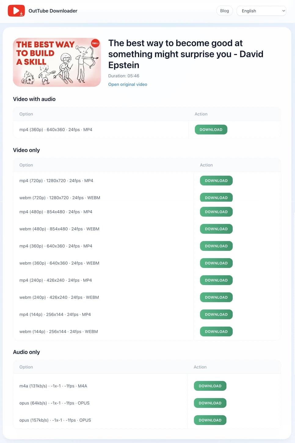 Download format options illustration